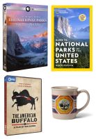 National Parks DVDs +American Buffalo DVDs +Book+Mug